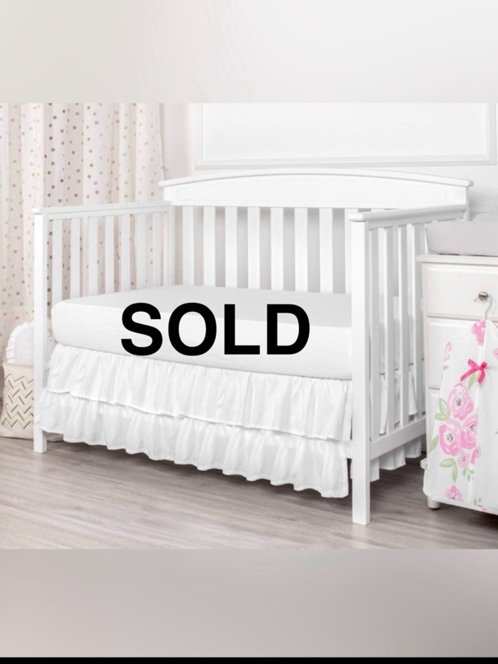 Crib Skirt Double Layer Ruffles. Toddler bed Skirt White Double Layer Ruffles